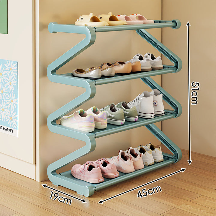 Compact Z-Shaped Multi-Tier Space-Saving Shoe Rack Organizer