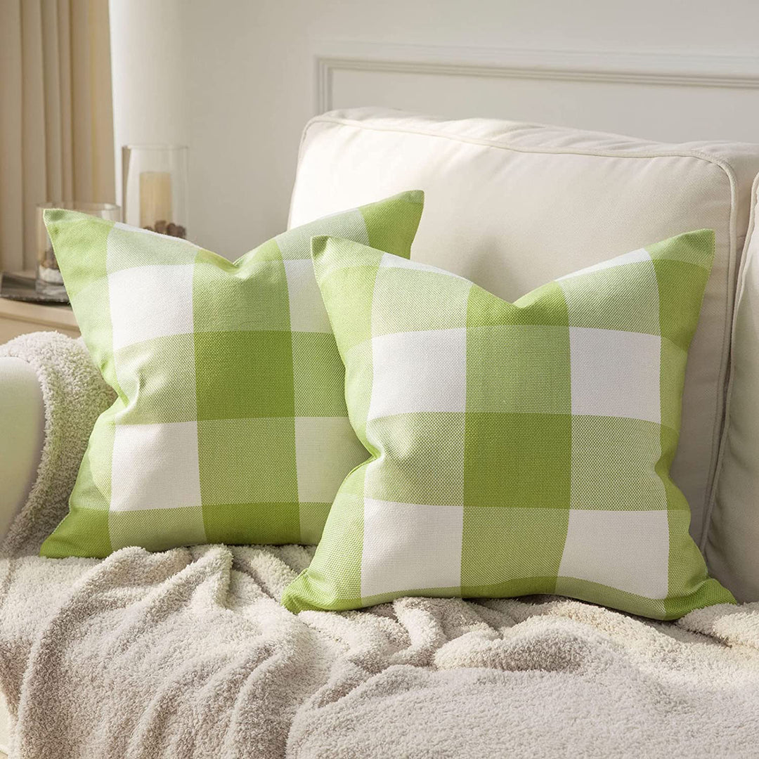 Buffalo Check Cotton Canvas Square Throw Pillow Covers Set