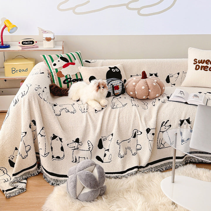 Decorative Pet-Themed Sofa Throw Blanket