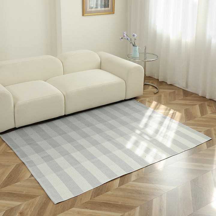 Striped flat woven carpet for living room with low pile and modern striped pattern