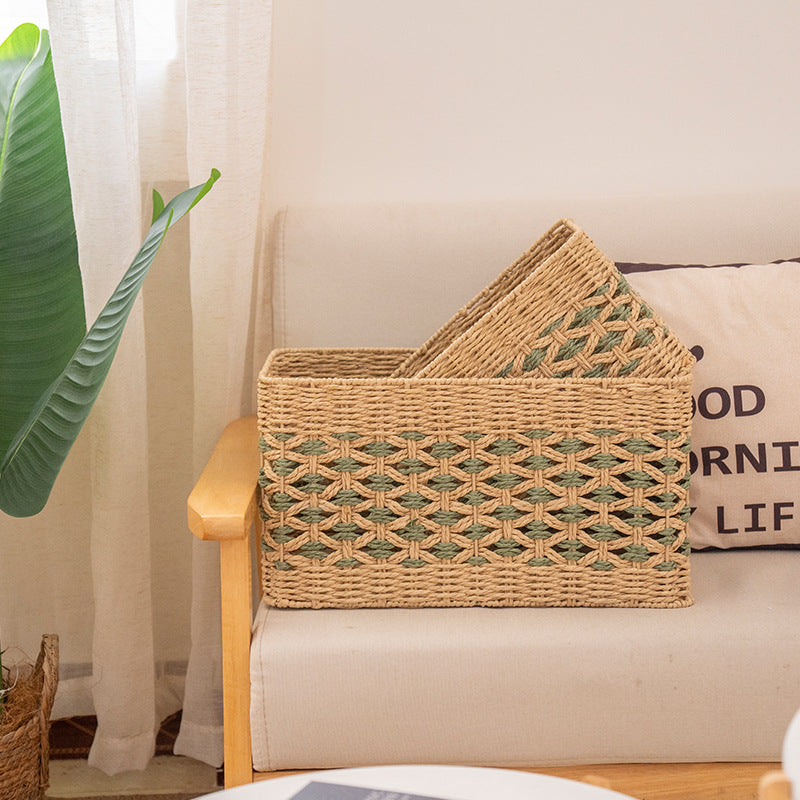 Natural decorative storage basket with woven design
