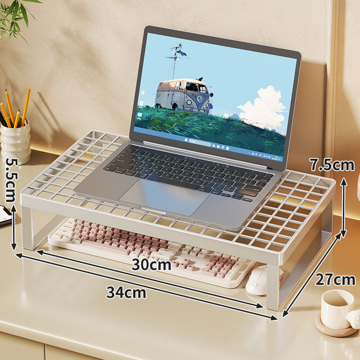 Elevated Mesh Laptop Stand Riser with Under-Keyboard Storage