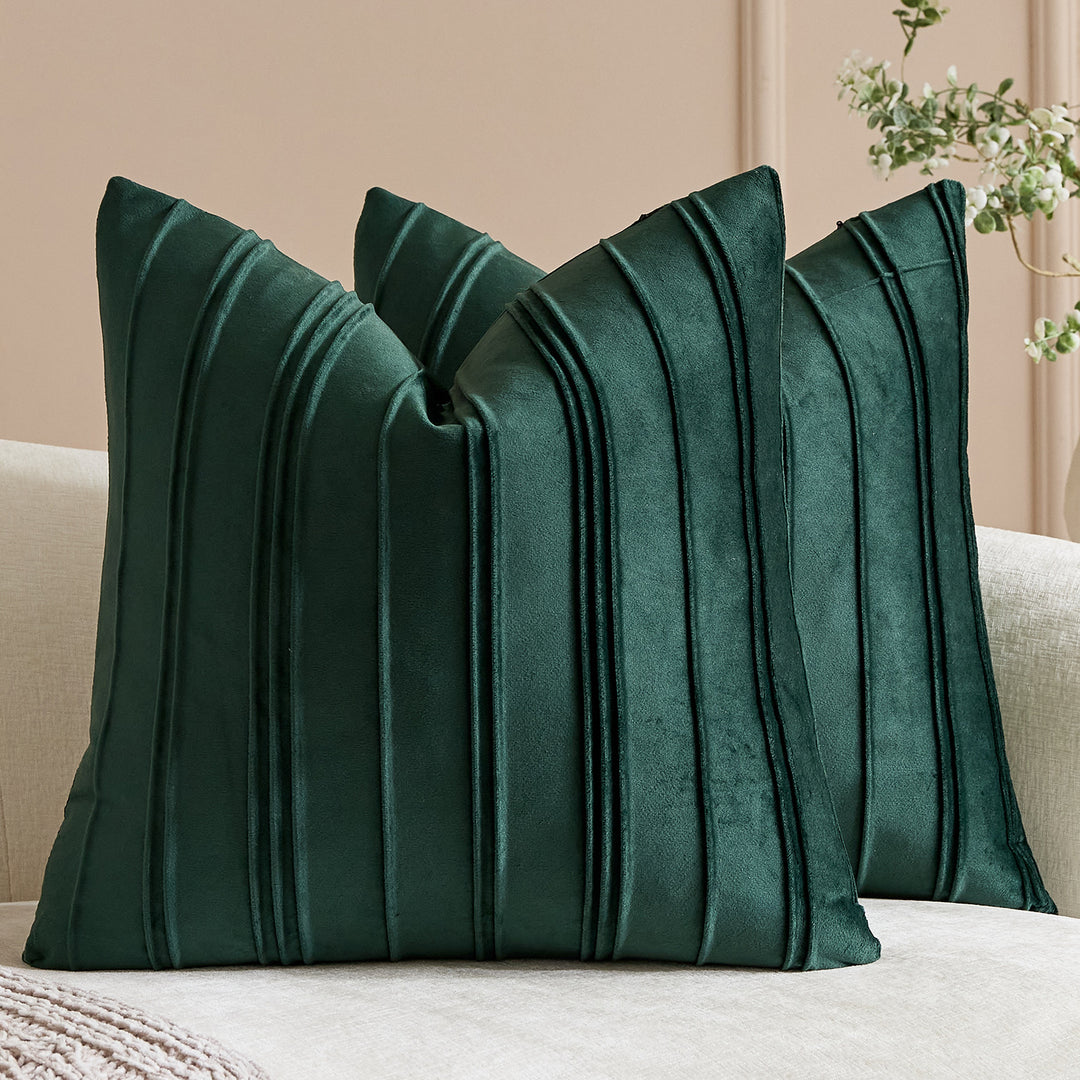 Velvet Pintuck Pleated Square Throw Pillow Cover