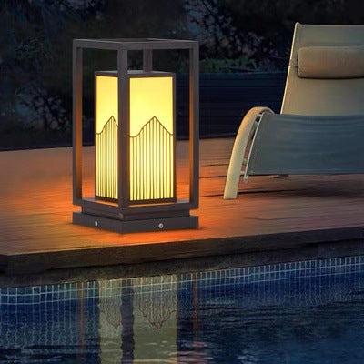 Outdoor Solar Lantern Path Light with Decorative Frosted Glass Panels