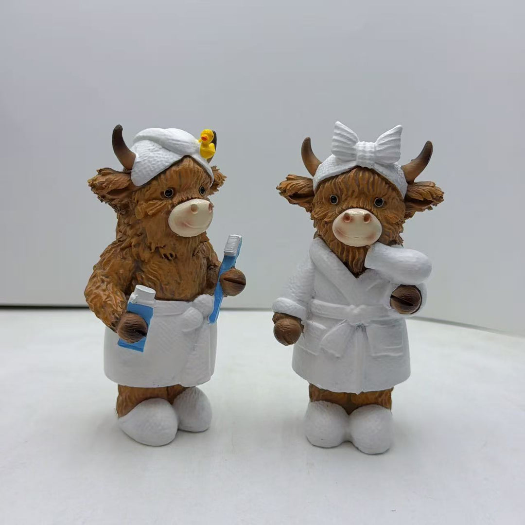 Funny Highland Cattle Bathroom Figure