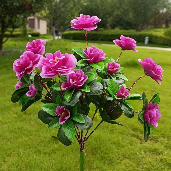 Realistic silk camellia bouquet with lifelike leaves and flexible stem