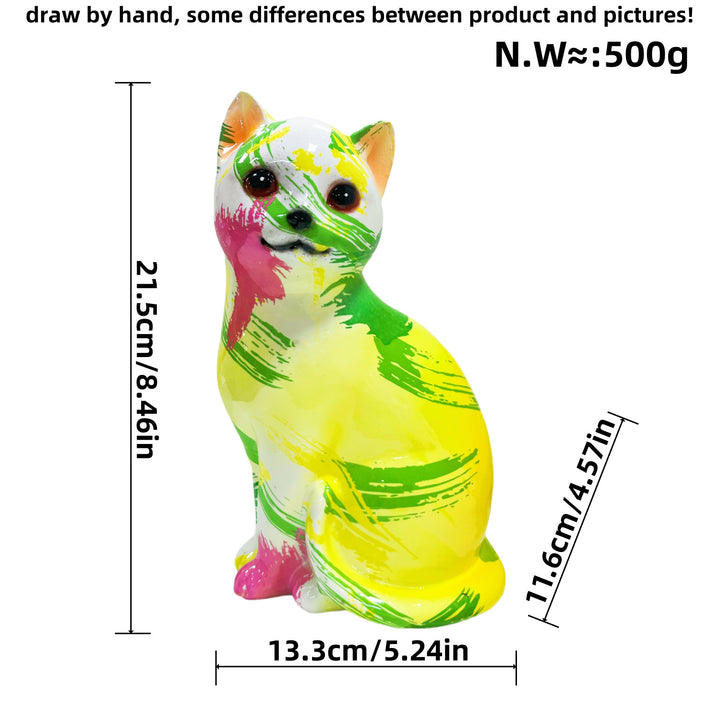 Artistic cat figurine in vibrant design