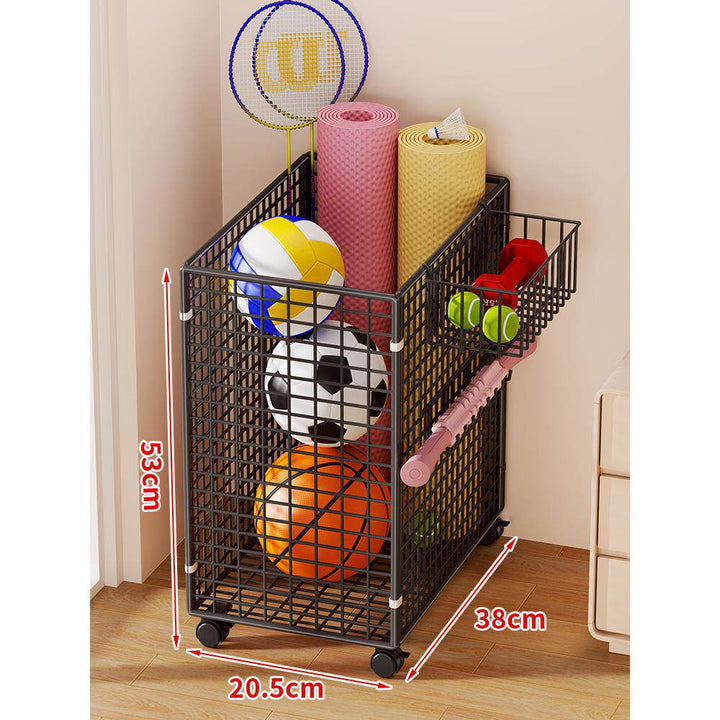 Rolling Vertical Sports Storage Cart for Balls and Yoga Mats