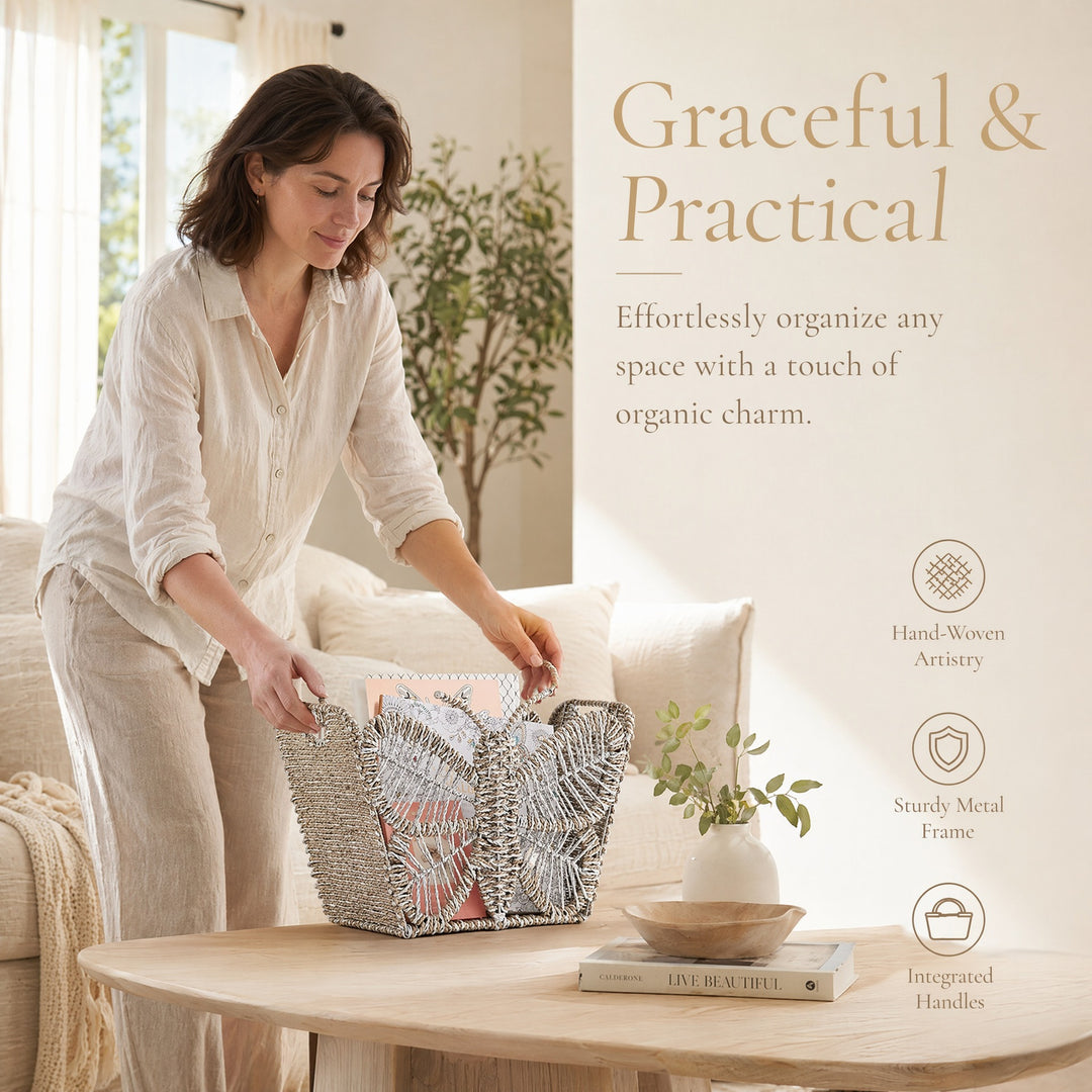 Decorative storage basket with butterfly design