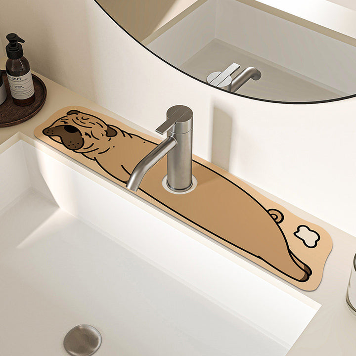 Novelty Dachshund-Shaped Absorbent Sink Counter Protector Mat