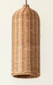 Handmade pendant light made of braided rattan
