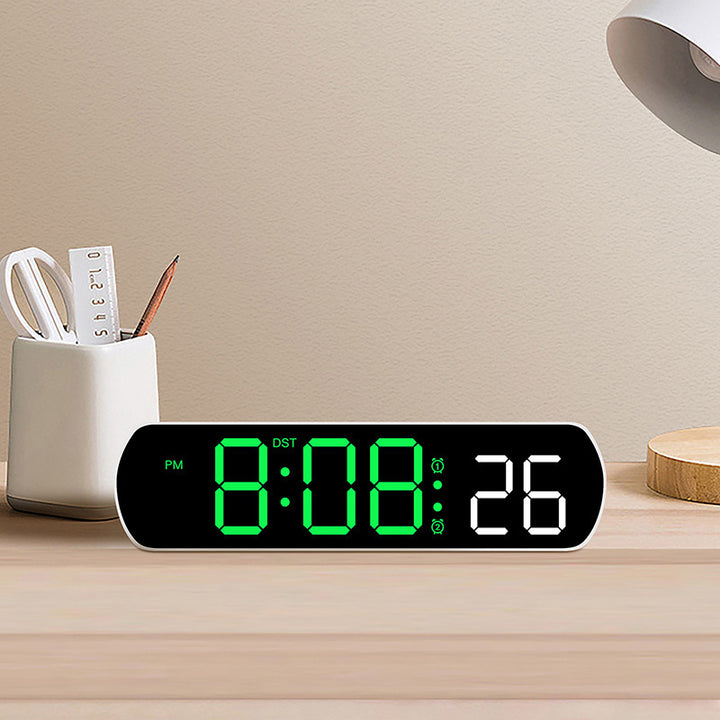 Digital table clock with temperature and date display