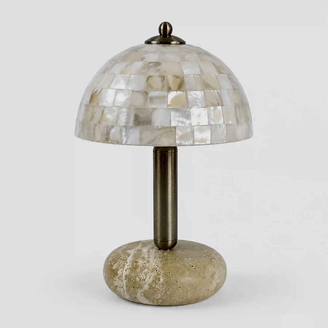 Decorative stone and shell table lamp