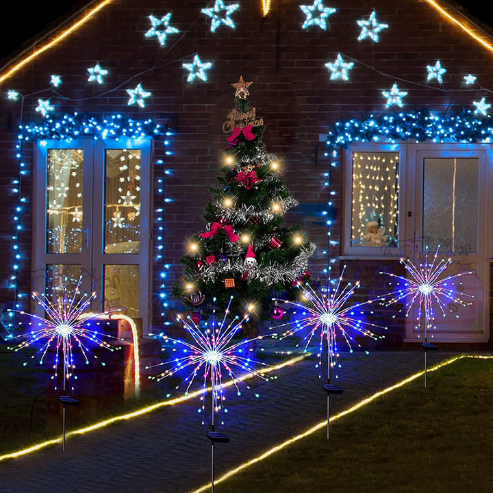 Outdoor Solar Firework Starburst LED Garden Stake Lights