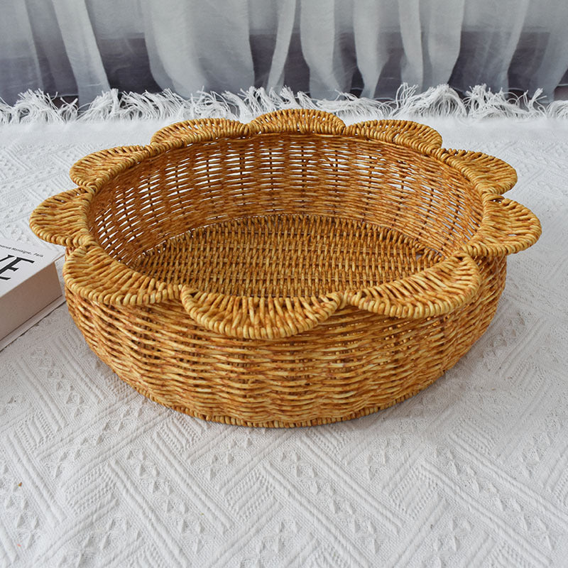 Decorative Woven Flower-Shaped Basket