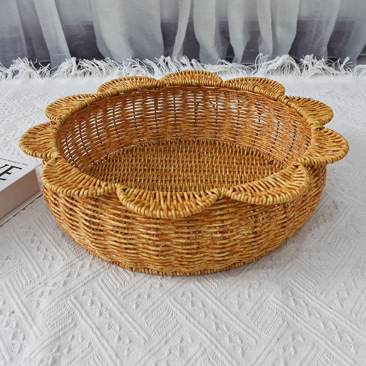 Decorative Woven Flower-Shaped Basket