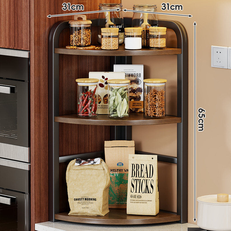Two-Tier Corner Countertop Storage Shelf with Rounded Frame