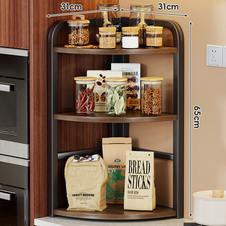 Two-Tier Corner Countertop Storage Shelf with Rounded Frame