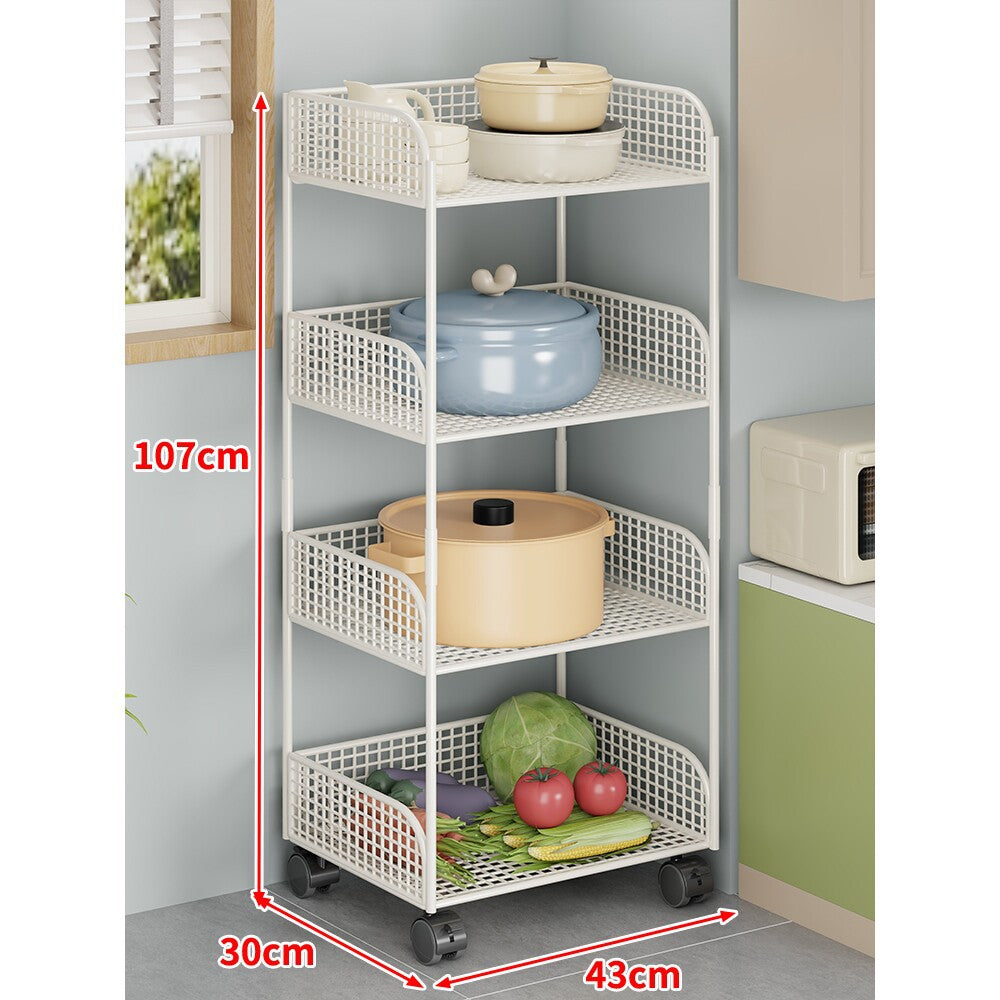 Multi-Tier Mesh Rolling Kitchen Pantry Organizer Cart