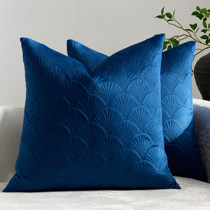 Embroidered Scallop-Pattern Cotton Decorative Throw Pillow Cover