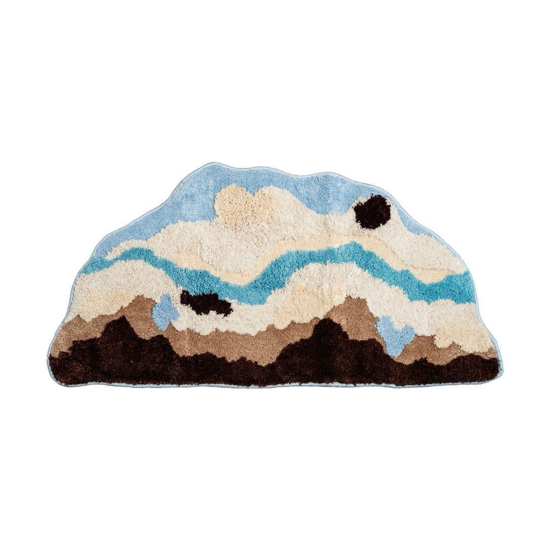 Shaped high-pile carpet runner with relief landscape texture
