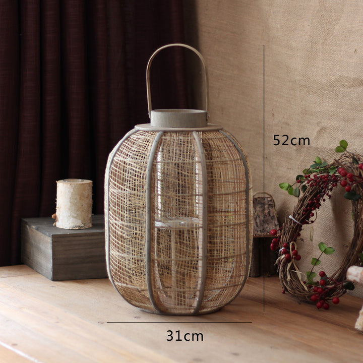 Rustic lantern made of braided natural material