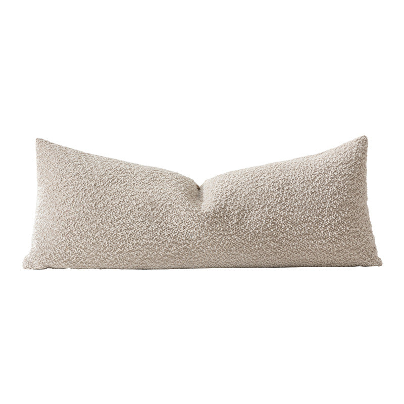 Long lumbar decorative cushion with bouclé cover and soft filling