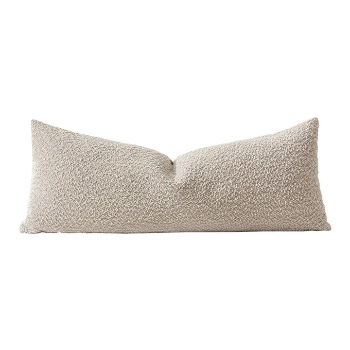 Long lumbar decorative cushion with bouclé cover and soft filling