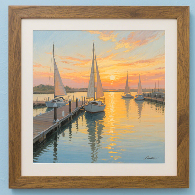 Framed Coastal Sunset Art Display
