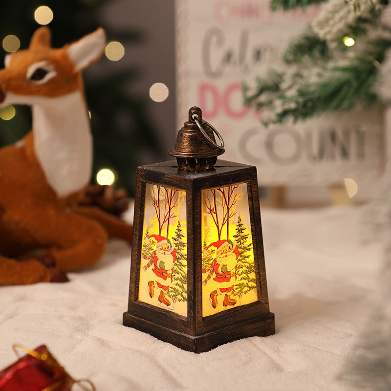 Decorative Christmas lantern with winter motifs
