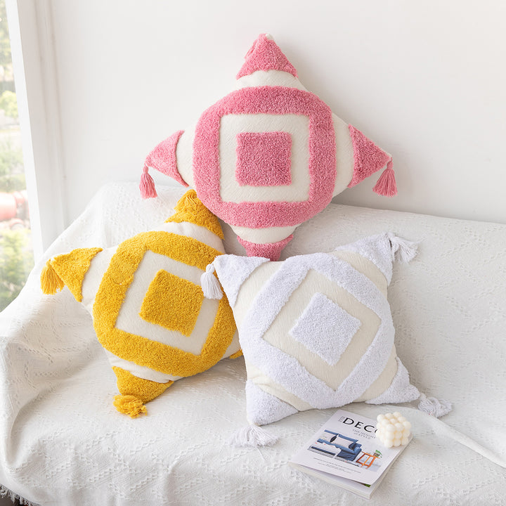Textured Geometric Decorative Throw Pillow for Sofa Decor