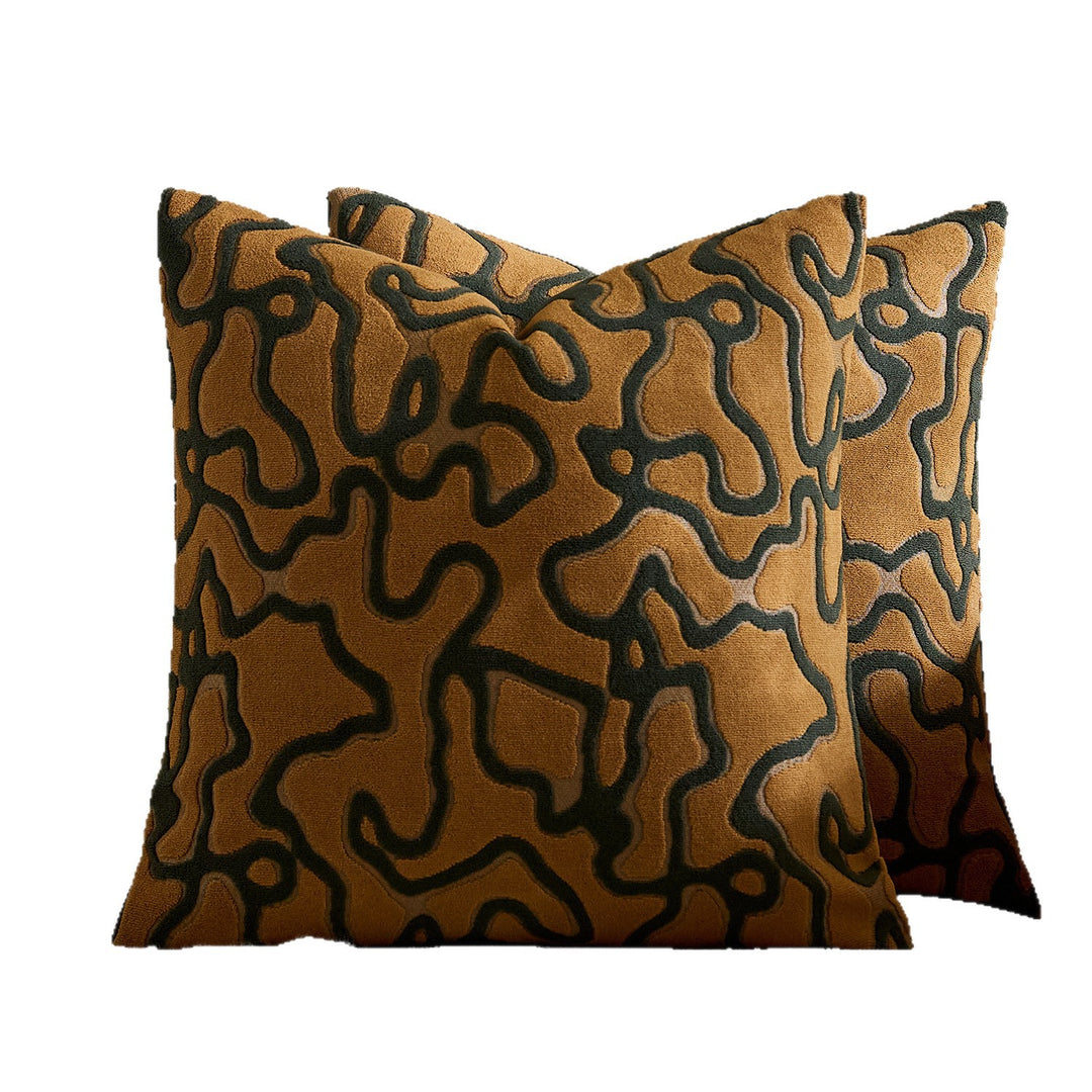 Tufted Chenille Abstract Maze Square Throw Pillow Cover