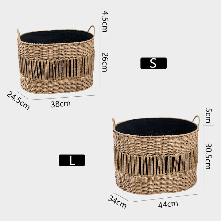 Decorative storage basket with fringes