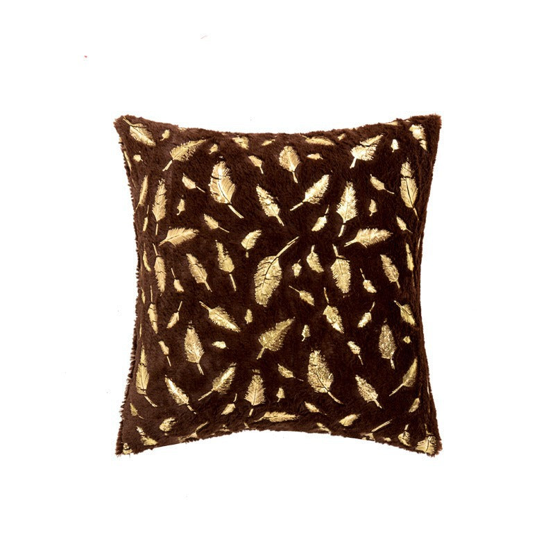 Textured Feather Print Throw Pillow