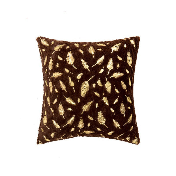 Textured Feather Print Throw Pillow
