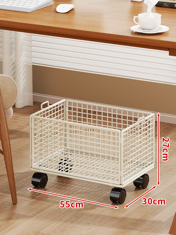 Rolling Wire Mesh Under-Desk Storage Cart with Swivel Casters