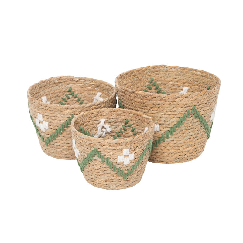 Handwoven decoration basket with colorful pattern