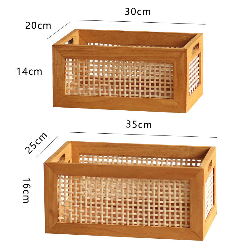 Storage basket made of natural wood
