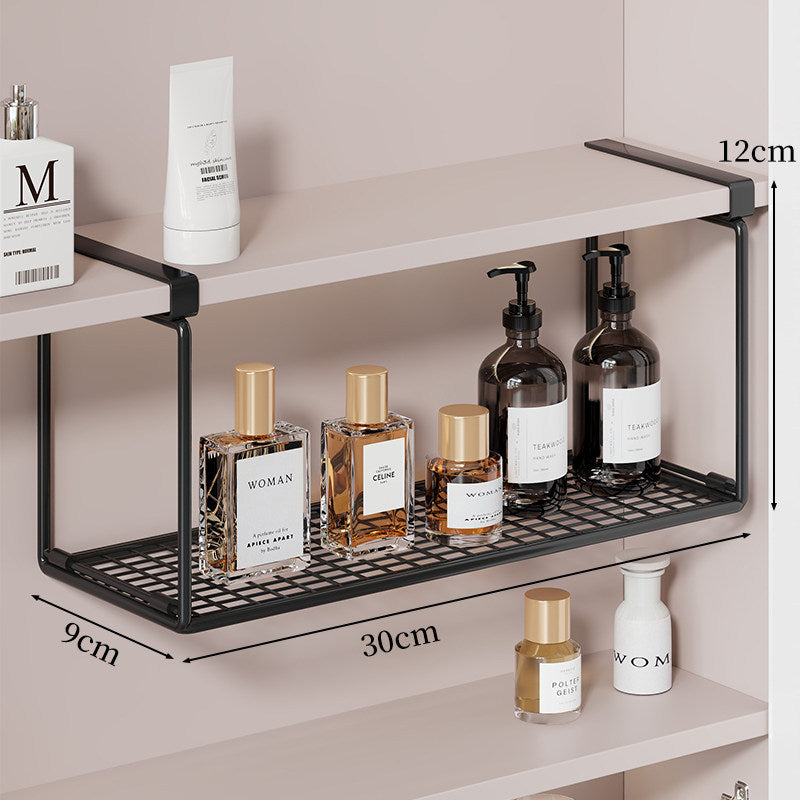 Under-Cabinet Hanging Storage Shelf with Mesh Tray and Clamp Mount