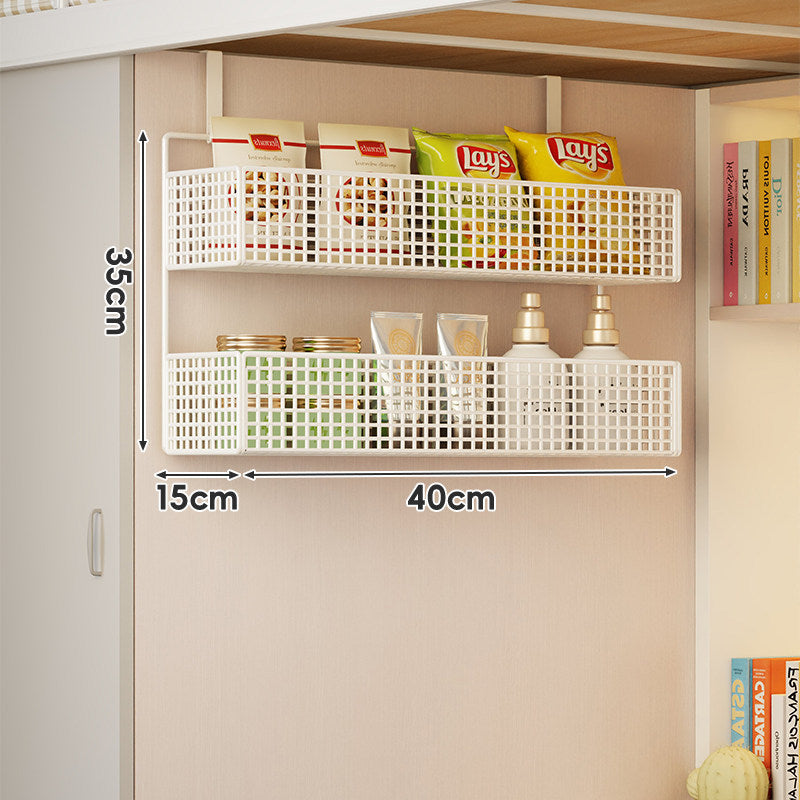 Wall-Mounted Grid Mesh Stacked Tiered Pantry and Bathroom Storage Baskets