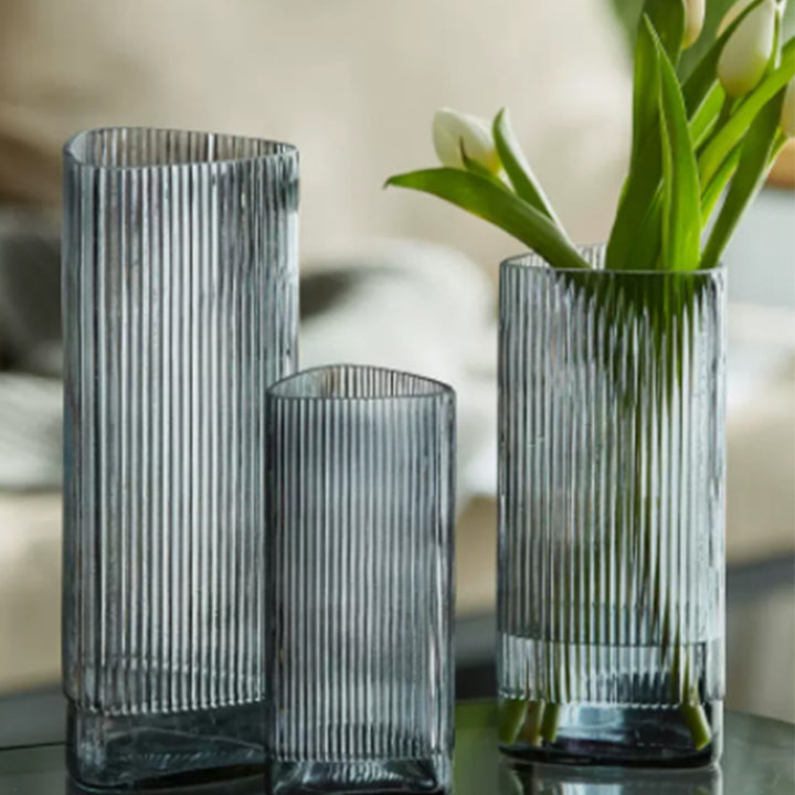 Stylish Vertical Striped Glass Vase