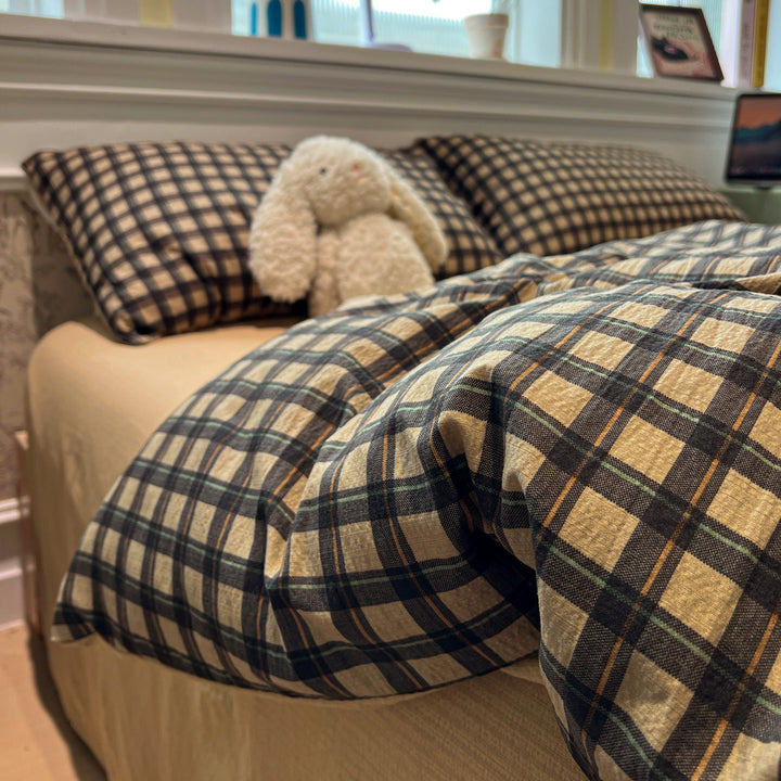 Soft Cotton Checkered Duvet Cover Set