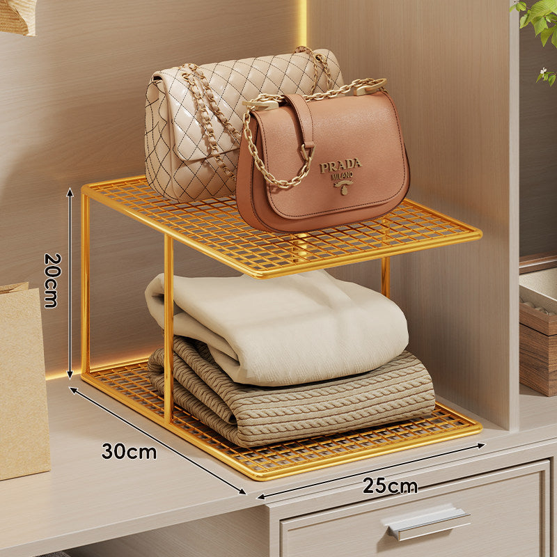 Compact Three-Level Ventilated Mesh Closet Shelf Organizer Stand