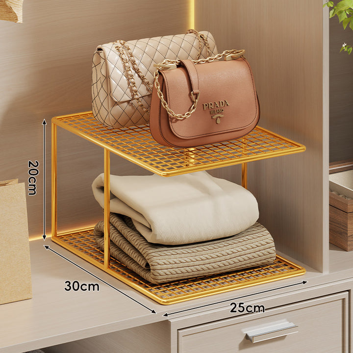 Compact Three-Level Ventilated Mesh Closet Shelf Organizer Stand