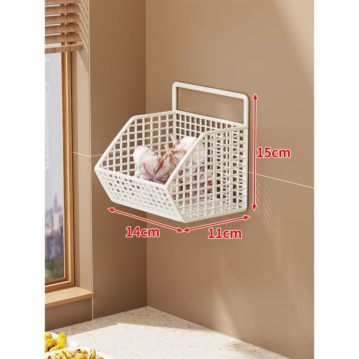 Wall-Mounted Double-Tier Kitchen Storage Baskets