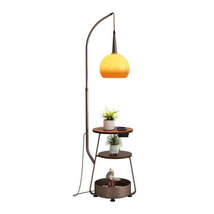 Modern tiered floor lamp with integrated side table