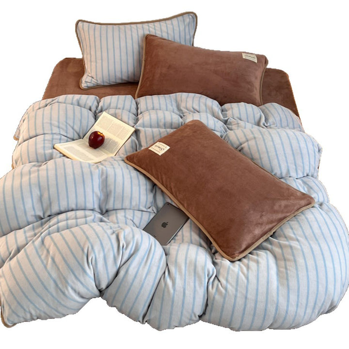 Soft Striped Plush Comforter Set