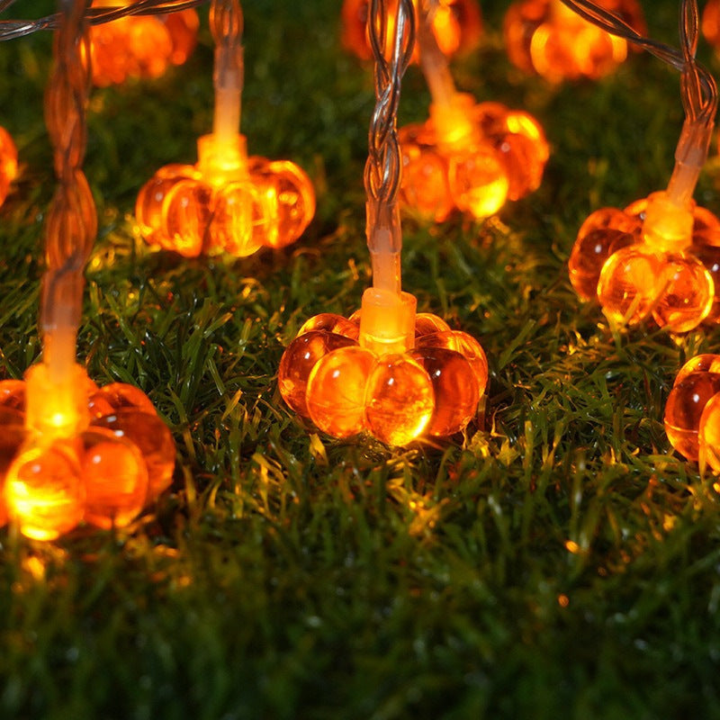 Amber Glass Skull Micro-LED String Lights on Clear Copper Wire