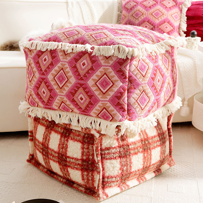 Cozy Plaid Floor Pouf