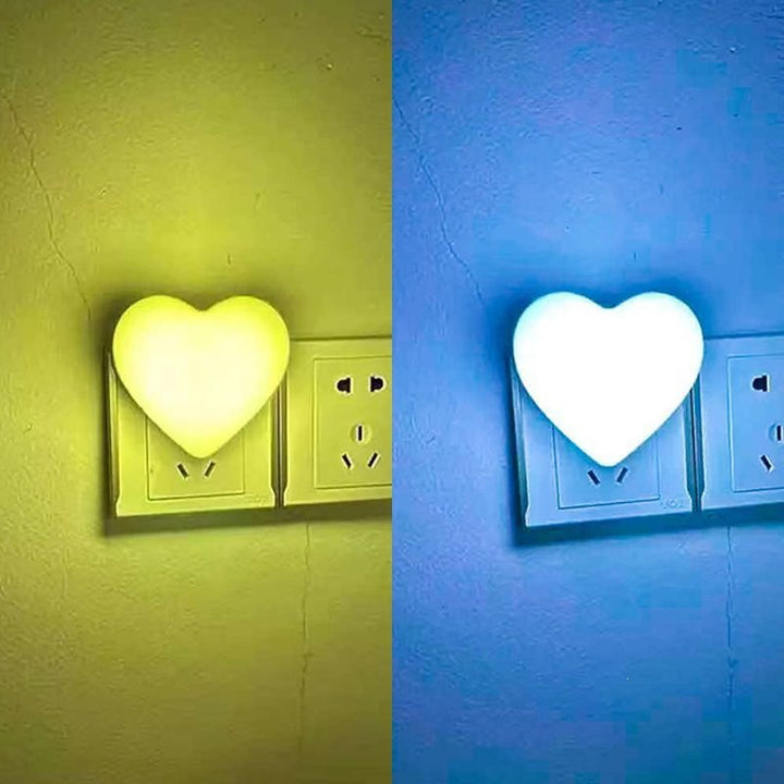 Heart-shaped plug-in ambient night light with soft LED lighting